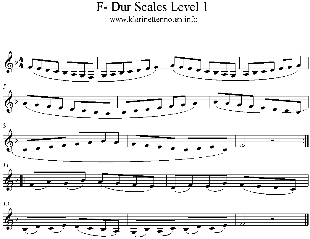 F Major Scales for Clarinet Beginner